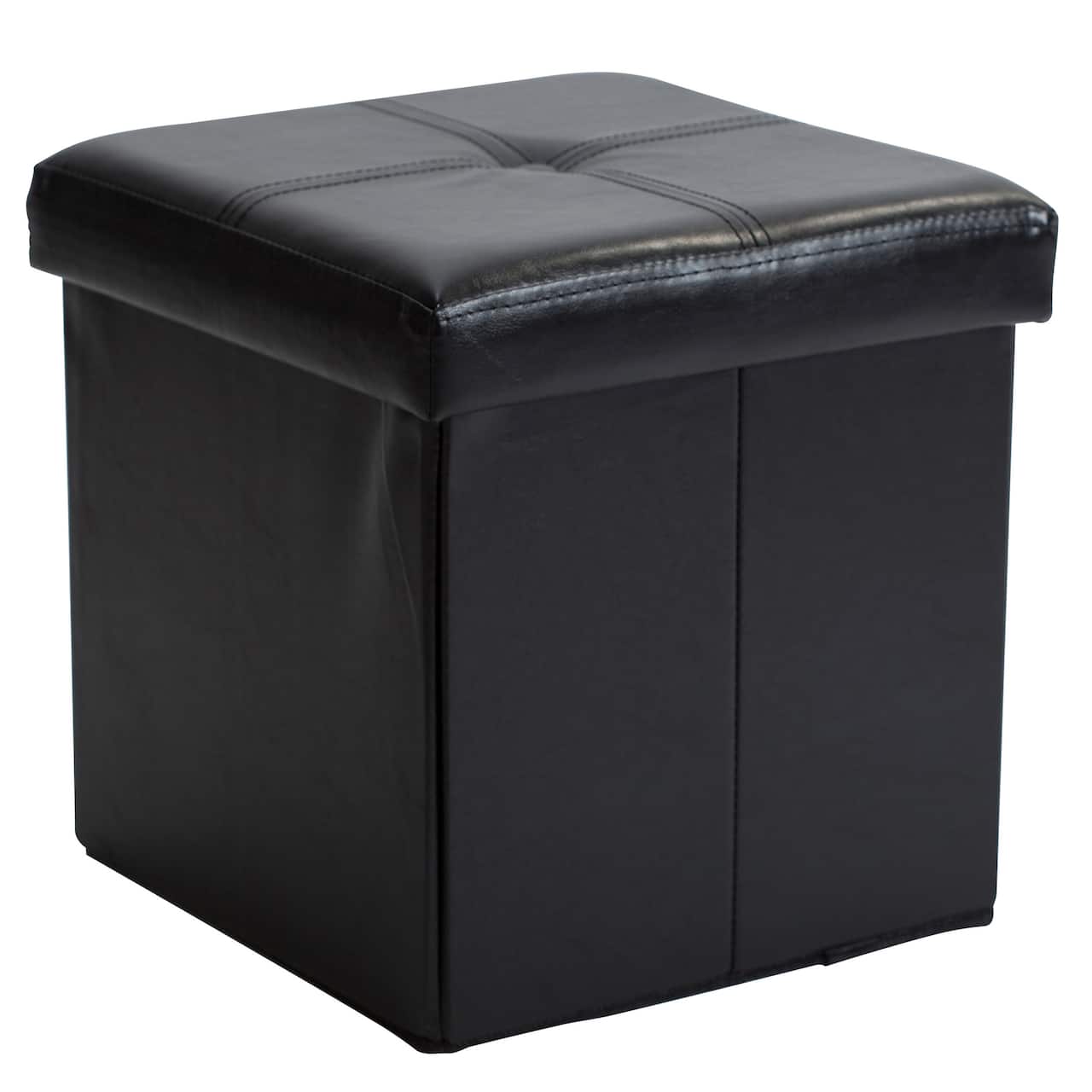 Simplify Faux Leather Folding Storage Ottoman Cube
